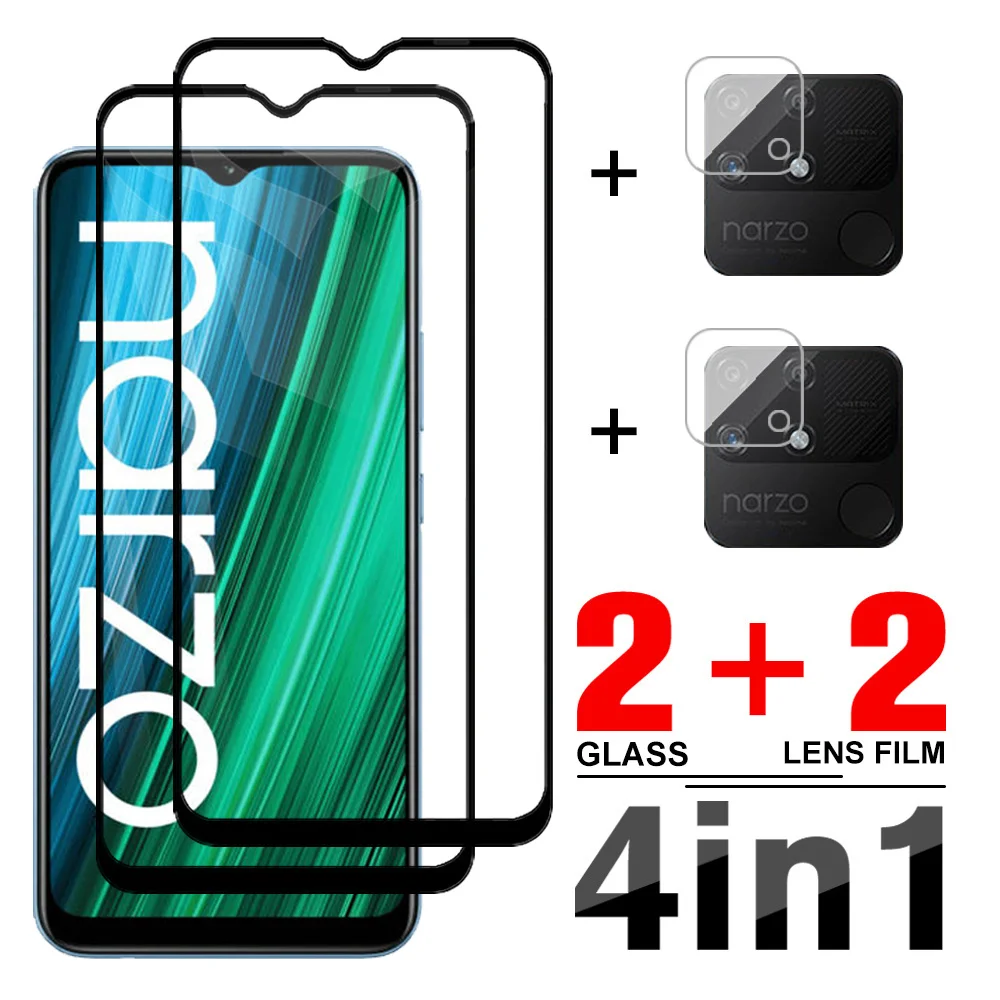 4in1 Full Cover Tempered Glass For Realme Narzo 50A Screen Protector