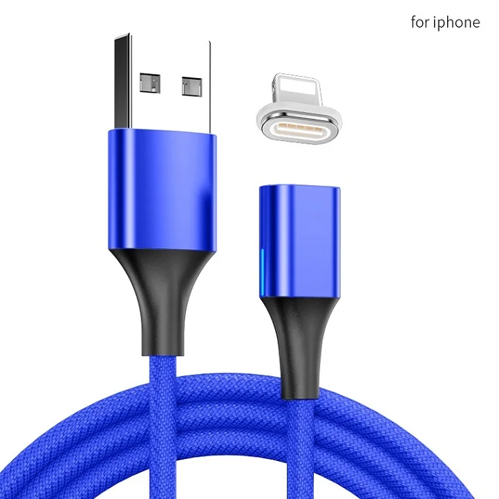 Blue for Lightning TONGYINHAI, быстрое магнитное зарядное устройство, 1,5 м, Магнитный зарядный шнур для телефона, кабель типа C, магнитный кабель, вилка, шнур для быстрой зарядки и передачи данных - Цвет: Blue for Lightning