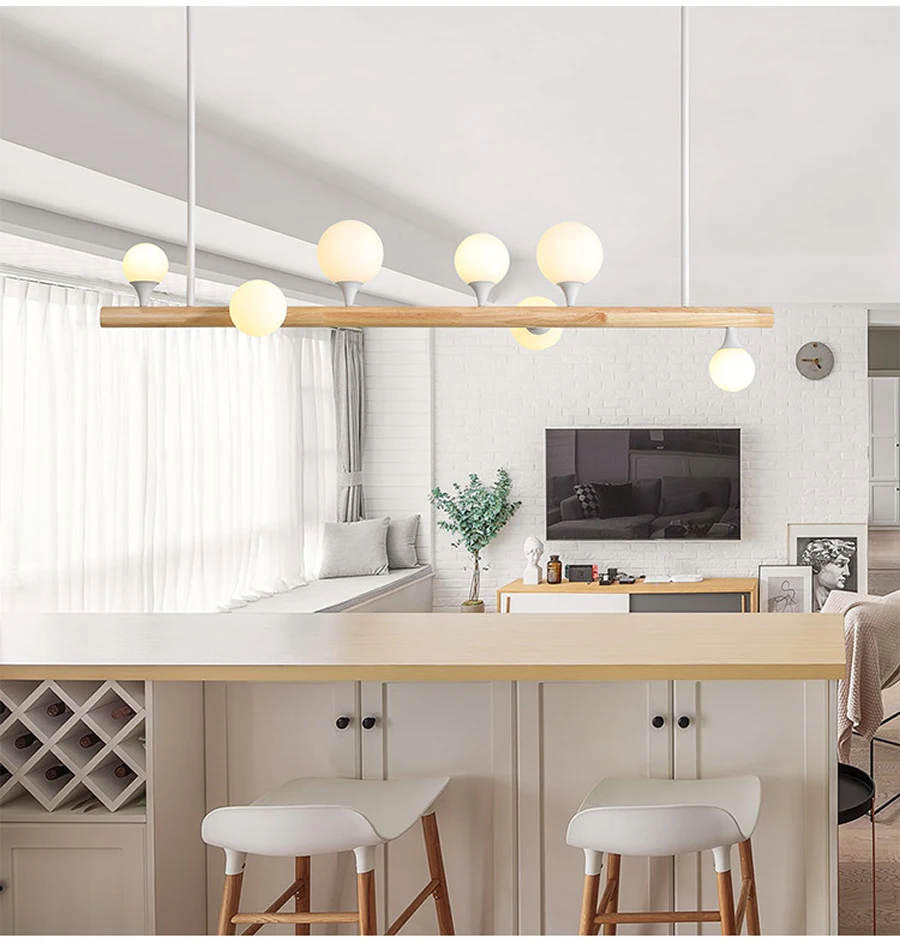 Luces colgantes de madera auténtica, barra lineal, comedor, cocina, Isla, colgante de techo, tienda de restaurante, accesorios de iluminación|Luces colgantes| - AliExpress