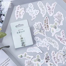 Autocollant feuille d'eucalyptus artisanal, étiquette autocollante Kawaii, Scrapbooking, pour Journal intime, planificateur, papeterie, Diy bricolage, 46 pièces