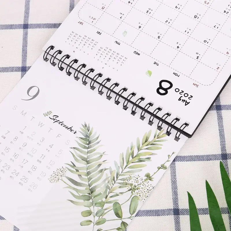 

2020 Colorful Pattern Desktop Standing Paper Double Coil Calendar Memo Daily Schedule Table Planner Yearly Agenda Organizer