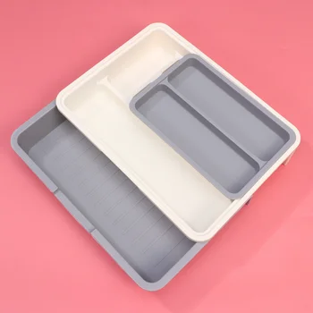 

Tableware Storage Holder Cutting Tool Chopstick Spoon Box Kitchen Drawer Type Box (Grey)