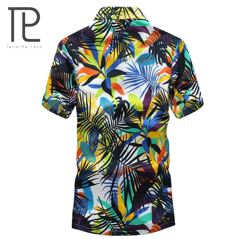 Tailor Pal Love Summer Men Shirt Short Sleeve Casual Beach Shirts with Floral Printing soft and comfortable