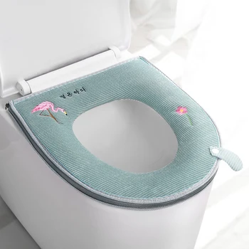 

Soft Washable Toilet Seat Cover Mat Set Zipper Warm Closestool Mat Seat Case Home Decor Toilet Lid Cover Bathroom Accessories