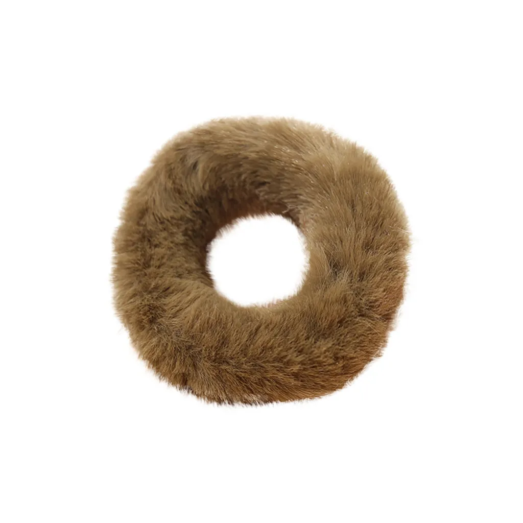 1PC Faux Fur Furry Scrunchie Winter Elastic Hair Rubber Band Adult Simple Solid Soft Plush Hair Band For Women Hair Accessories