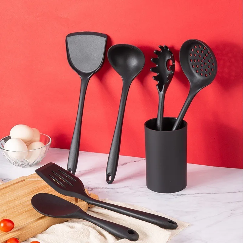 AJOYOUS Non-Stick Cookware Spatula Ladle Silicone Cooking Utensils Cooking  Set Egg Choppers Wood Handle Cooking Utensils Set - AliExpress