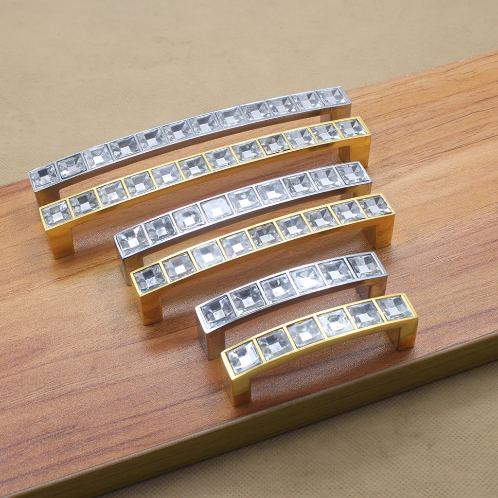 Modern Crystal Door Cabinet Drawer Wardrobe Cupboard Handles Pulls Knobs, Zinc Alloy & Acrylic