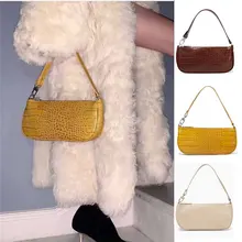 Модная сумка через плечо с подмышками, дизайнерская женская сумка, новинка, ретро натуральная кожа, крокодиловый узор, сумочка-Багет, женская сумка