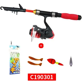 

1.8m Fishing Rod Reel 1 Bag of String Hook 2 Pcs baits Float Plumb Reel Set Fishing Line Lures Hooks Jig Head