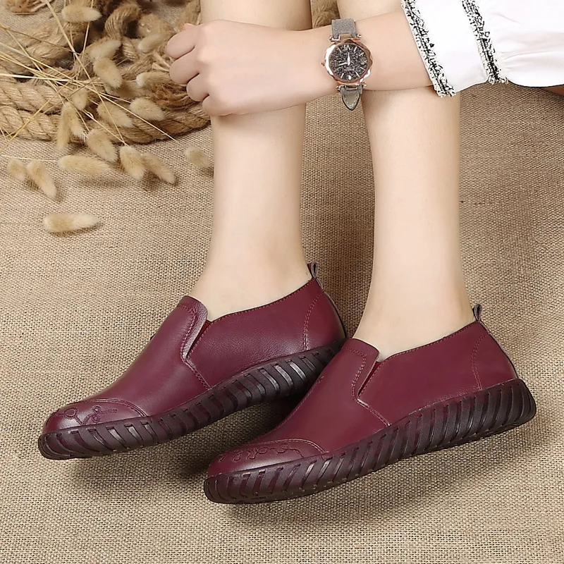 

2019 Mom Handmade Spring Shoes New Style Shoes Low Heel Shoes Soft Bottom Comfortable Viscose Shoes Wind WOMEN'S Shoes Solid Col