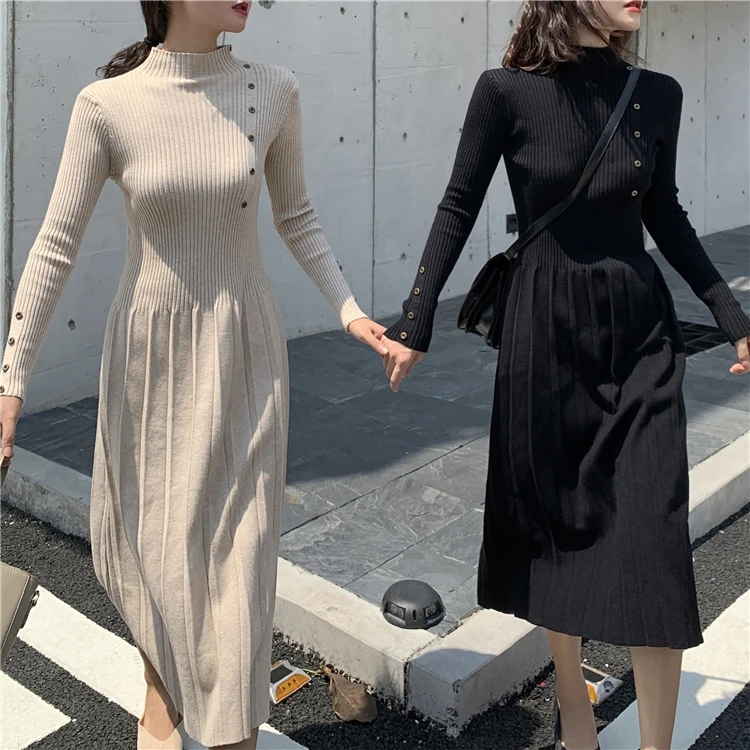 Женское трикотажное платье свитер на пуговицах DR4765|Платья| |