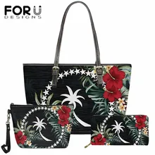 

FORUDESIGNS Leather Handbags Chuuk Polynesian Hibiscus Print Casual Women Large Capacity Travel Top Handle Bag Lady Shoulder Bag