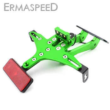 

Green Motorcycle License Plate Holder with LED Light Adjustable CNC Aluminum License Number Plate Bracket for Kawasaki z125