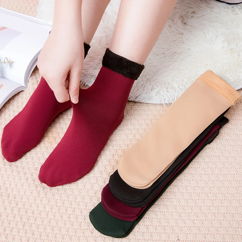 

10Pairs/lot Warm Ankle Socks For Woman Winter Lot Harajuku Fuzzy Solid Women Fashion Simple Fluffy Unisex Sock Black Floor Socks