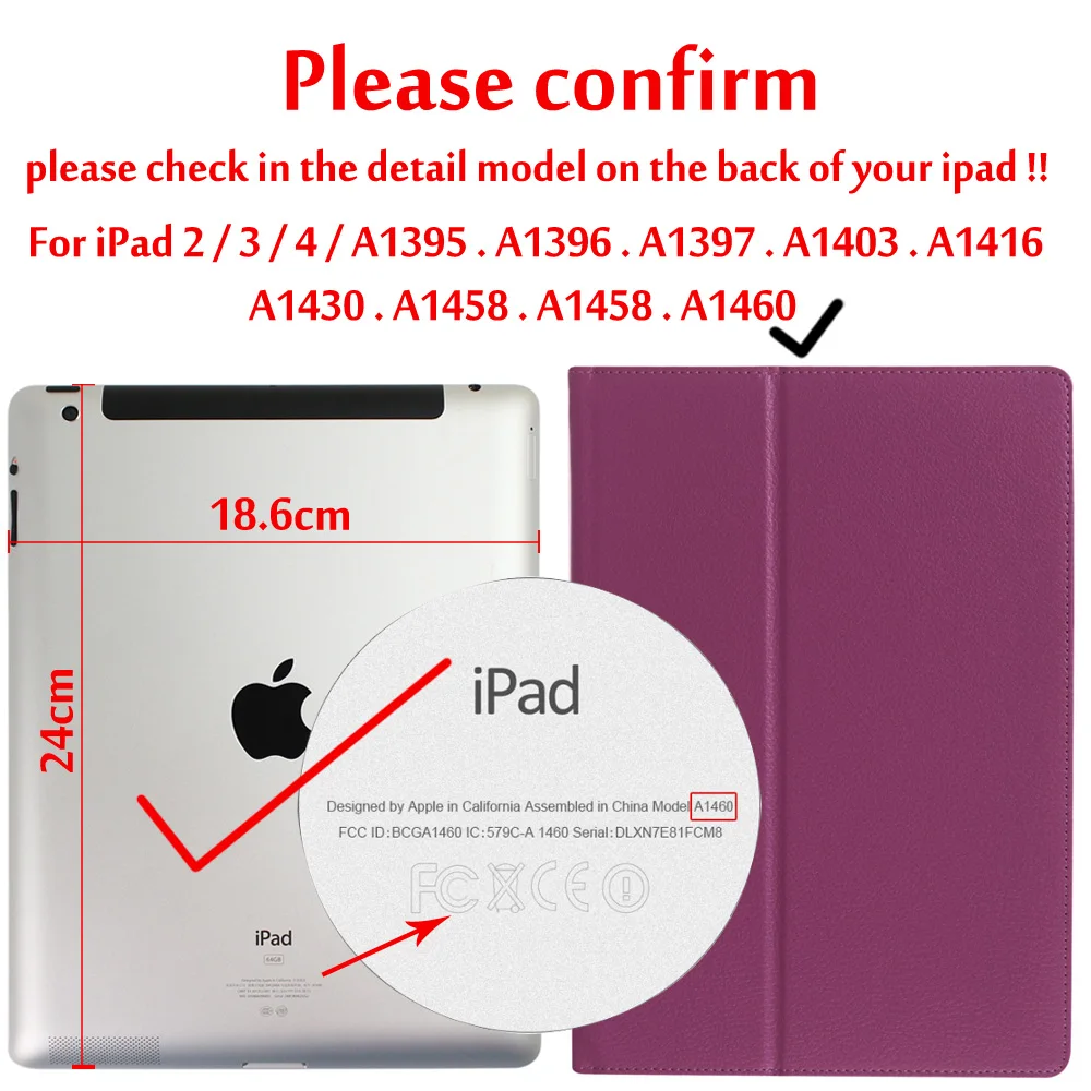 Деловой откидной Чехол для ipad 2/ipad 3/ipad 4 смарт-подставка держатель для ipad 2/ipad 3/ipad 4 Магнитный Авто Пробуждение сна чехол - Цвет: Purple
