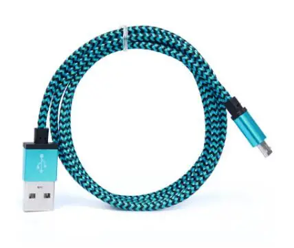 BLUE CUIMENG,, 1 м, 2 м, 3 м, алюминиевый сплав, зарядный Плетеный тканевый USB 2,0 кабель для передачи данных, аксессуары, пряди для Android LCFA01 - Цвет: BLUE