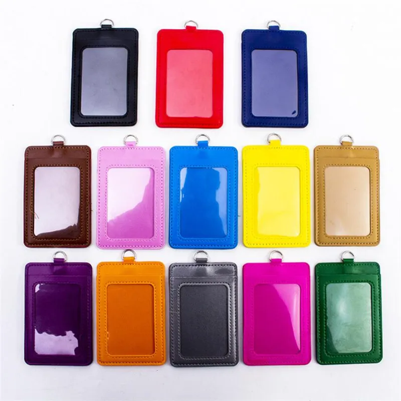 610 PU Leather material double card sleeve ID Badge Case Clear Bank Credit Card Badge Holder Accessories wallet card holder card holder credit card holder card wallet id card holder id card case card sleeve card sleeves