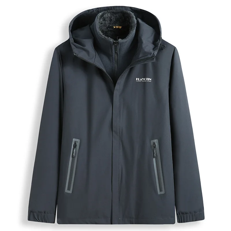 

Charge Clothing Men Outdoor Three-in-one Two-piece Set Removable Season Plus Velvet Thicken Big Size Windproof Coat