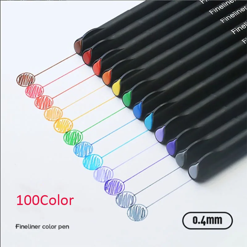 

100 Color Needle Pen Painting 0.4mm Water-Based Brushes Special School for Students Drawing Art Special Set