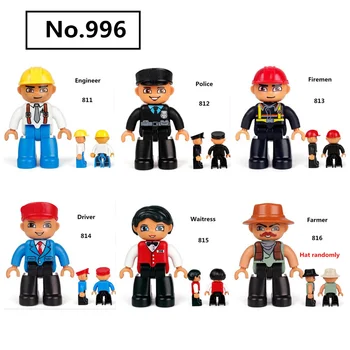 

Big Size Diy Building Blocks Accessories Figures Compatible With Duploed Bricks Engineer Police Doctor Toys For Children Gifts