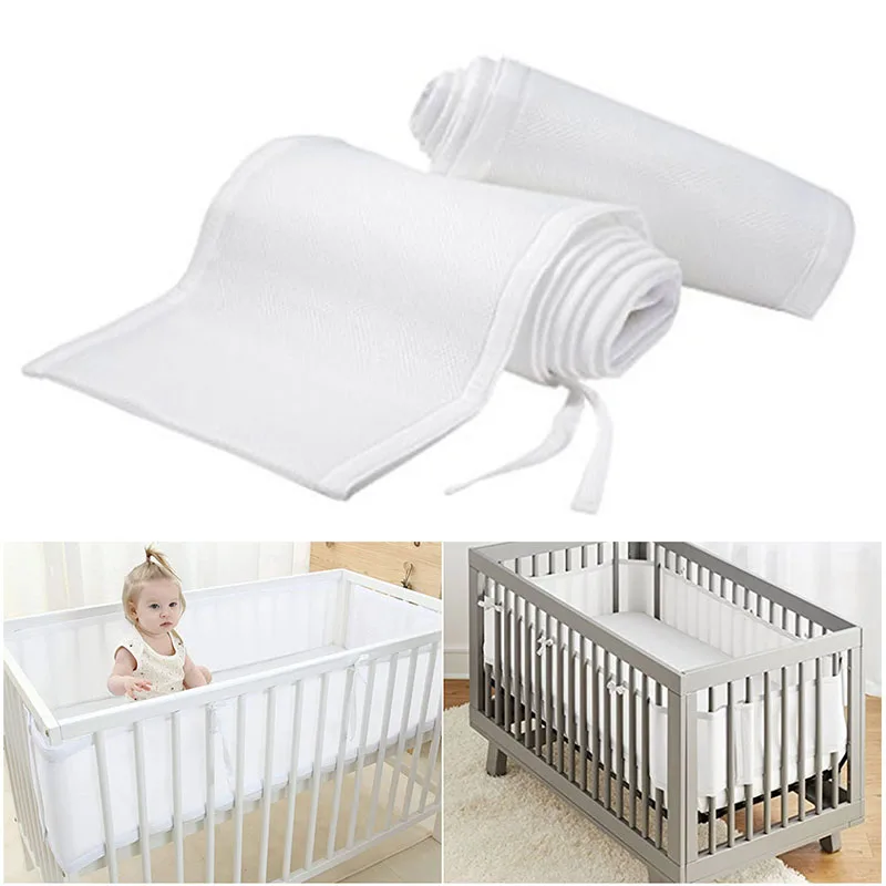 4 Sided Crib Cot Cotbed Liner Bumper Breathable Baby Airflow Mesh Baby 2 