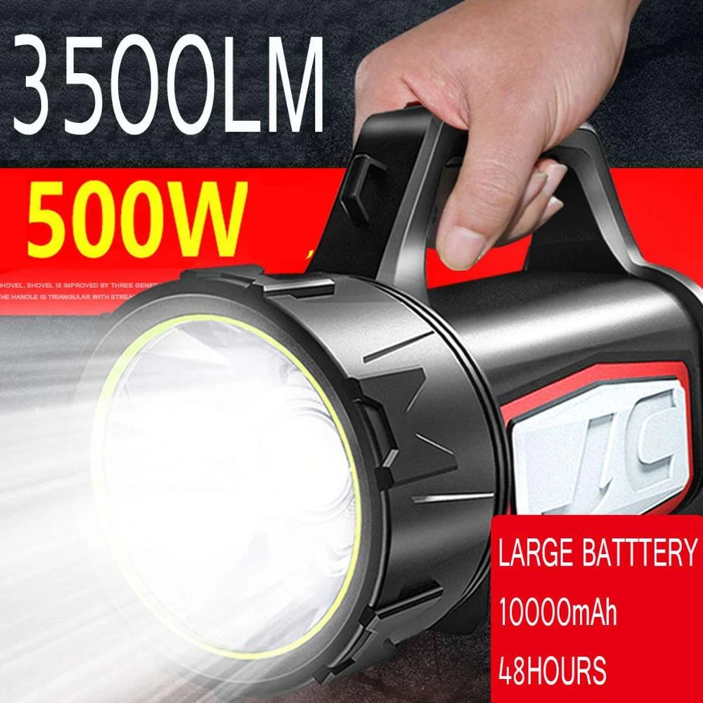 Luz LED potente de 3500LM para trabajo, linterna de trabajo con carga USB, batería de 10000mAh, foco de mano, de Camping, senderismo y caza| Focos portátiles| - AliExpress