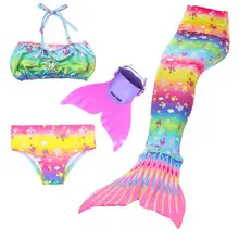 Блестящий купальник с бикини для девочек, купальник Русалочка для плавания, карнавальный костюм, пляжная одежда для путешествий, для фотографии
