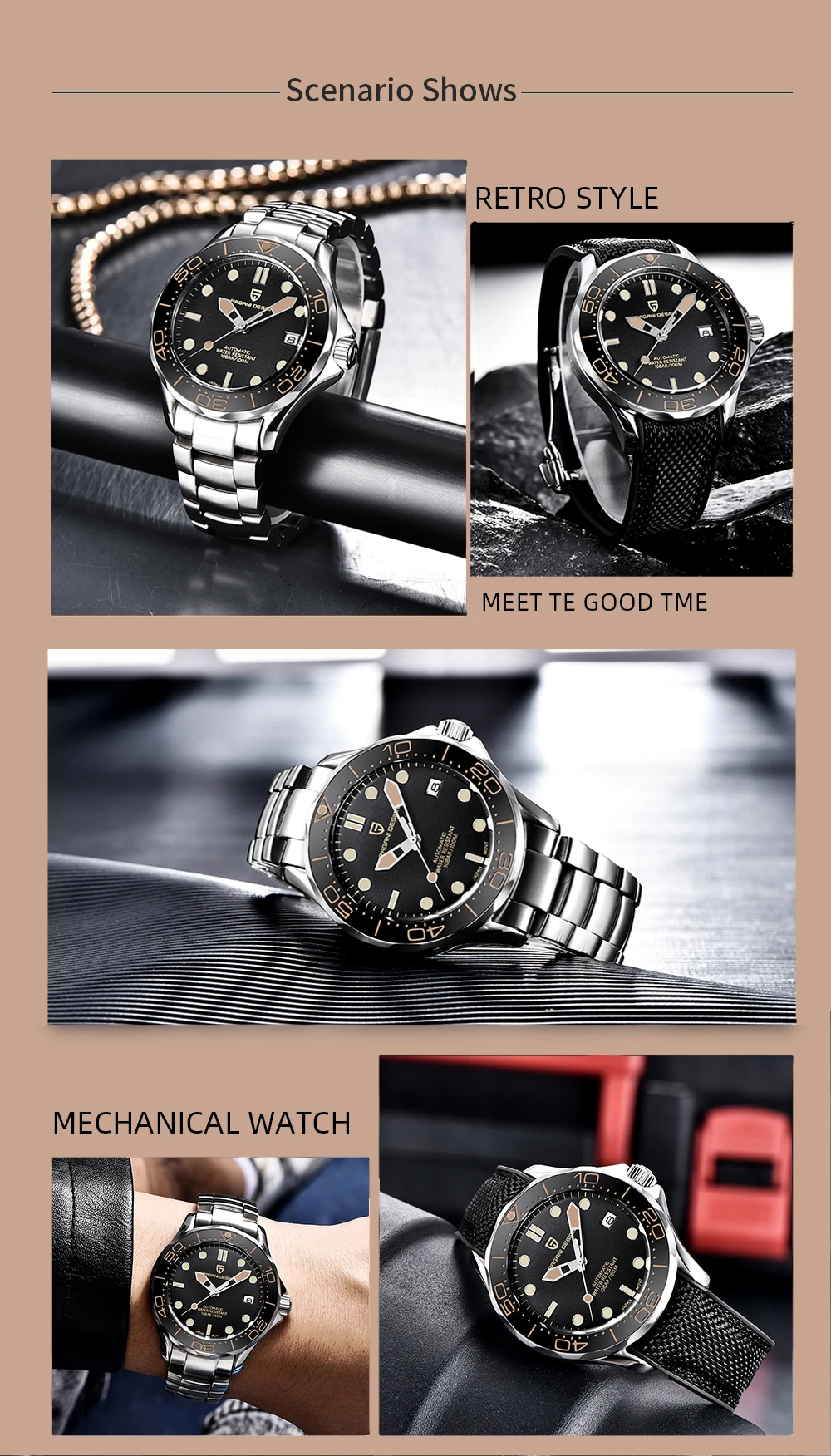 PAGANI DESIGN 2021 New Automatic Watches for Men Mechanical Wristwatch men Steel Dive watch men NH35 Clock Man Reloj Hombre