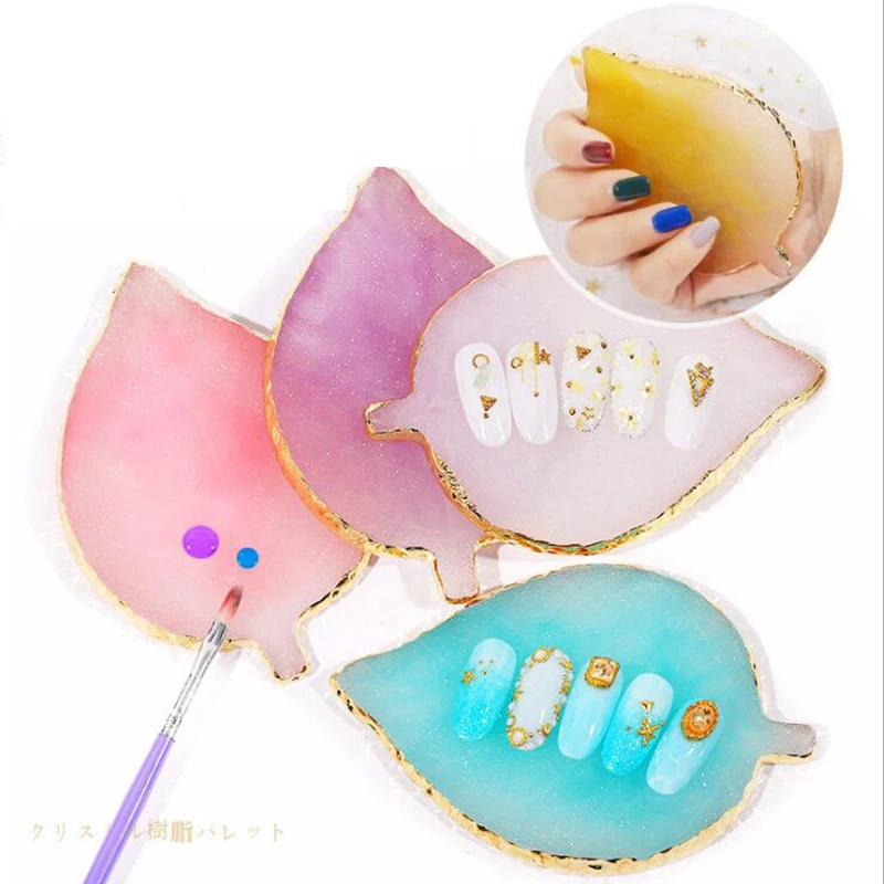 

Nails Display Leaf Palette Manicure Shooting Tool Resin Agate Nail Art Drawing Color Palette Manicure Tools Nail Display New