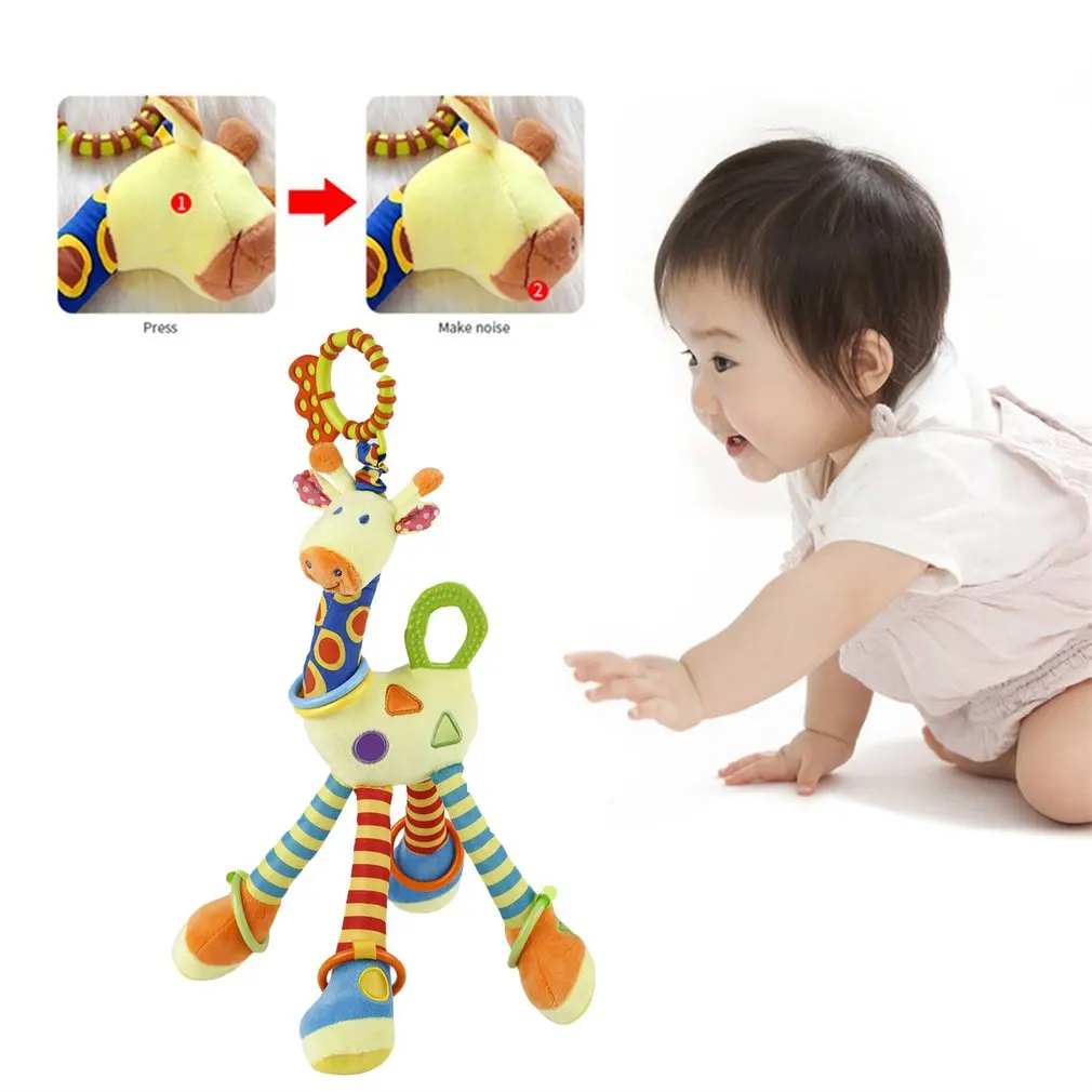 OCDAY плюшевая игрушка для новорожденных детские мягкие колокольчики с жирафом для животных Колыбель подвесная игрушка с детские игрушки грызунки подарок