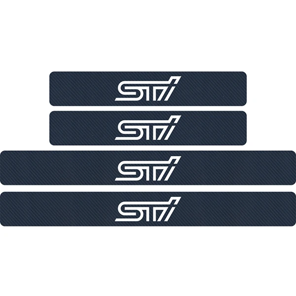 Blue white 4 шт. углеродное волокно двери автомобиля порог Защитная Наклейка STI эмблема значок для Subaru Forester Outback ралли WRX WRC XV Impreza - Название цвета: Blue white
