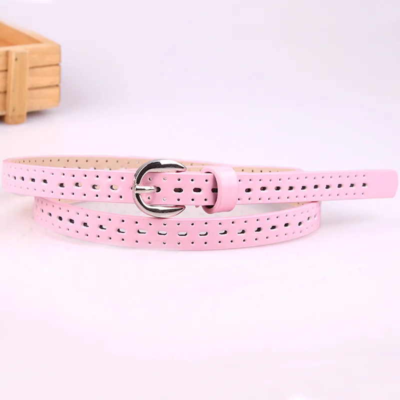 Pink Женский пояс на талию милая девушка из искусственной кожи ремень кольцо платье Украшенный полый ремень Женская мода Золотая Пряжка пояс - Цвет: Pink