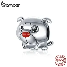 BAMOER Новое поступление 925 пробы Серебряный Французский бульдог бусины подходят для женщин талисманы браслеты и браслеты DIY ювелирных изделий BSC054