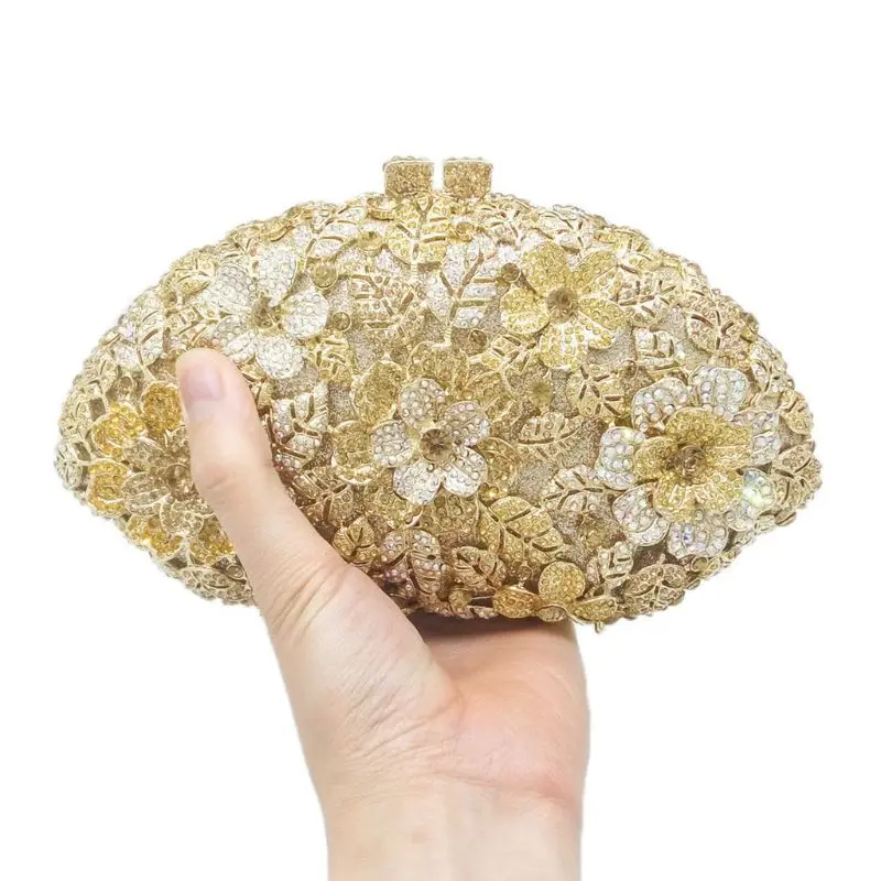 

Boutique Glitter Flower Clutch Shell Shaped Evening Purse Handbag Women Formal Dinner Wedding Party Prom Bridal Shoulder Bags