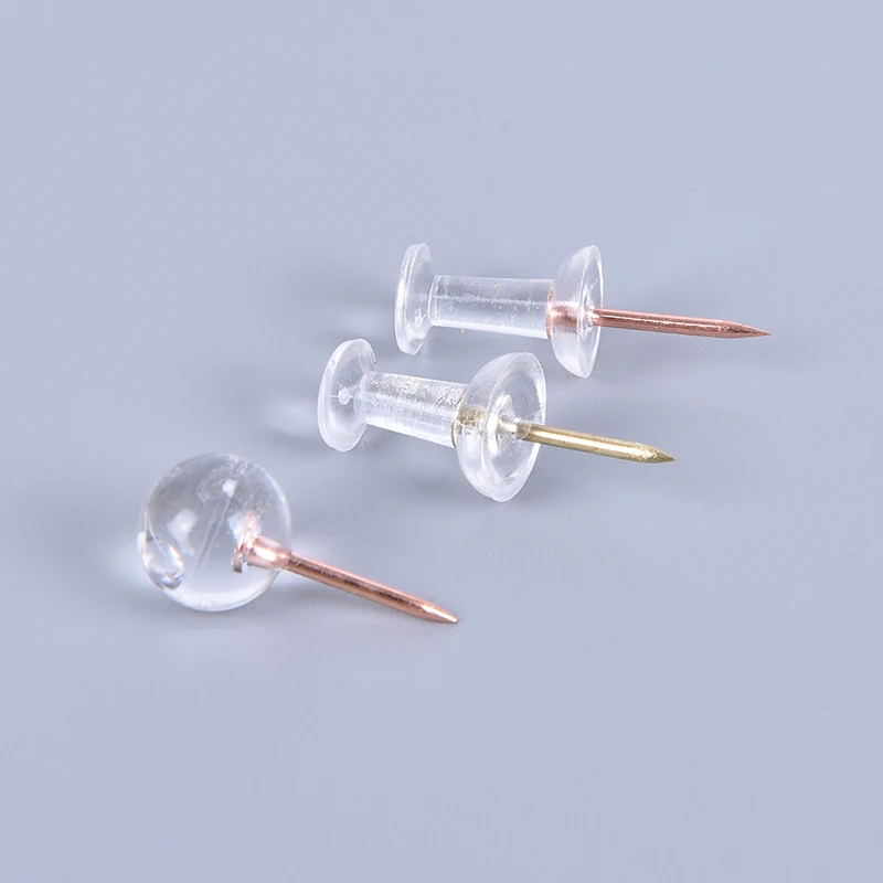 100 unids/caja tachuelas de mapa de Metal acrílico Push Pins cabeza de acrílico con punto de acero, tablero de corcho seguridad coloreado Thumbtack Office School