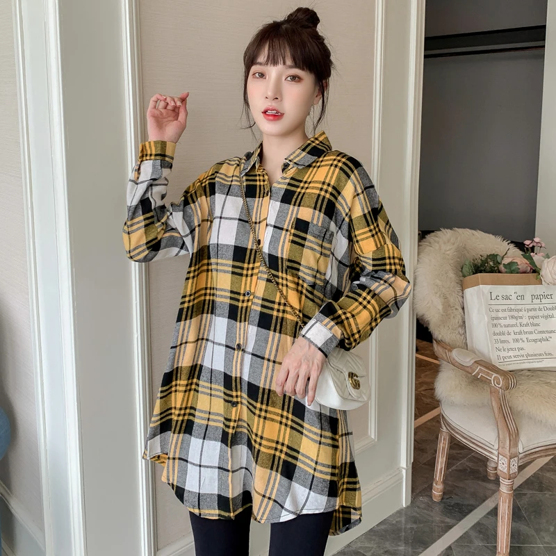 conformidad defecto Expresamente Blusas de maternidad de algodón a cuadros para mujeres embarazadas, camisas  informales de manga larga, moda coreana, Otoño, 2065|Blusas y camisas| -  AliExpress