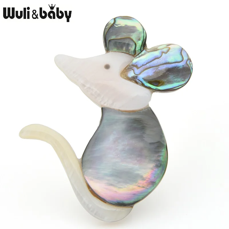 Wuli & baby натуральные Броши с изображением мыши Женская Повседневная брошь для