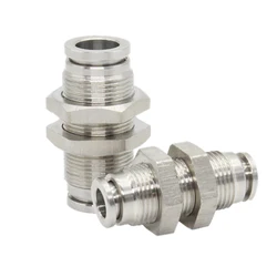PM 304 Stainless Steel Pneumatic Connector Partition Metal Quick Plug Connector PM4 PM6 PM8 PM10 PM12 PM16 Trachea Connector