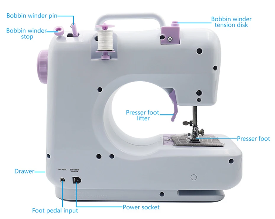 Китайский бренд электрическая портативная швейная машина оптом мини 12 стежков Бытовая многофункциональная швейная машина для дома