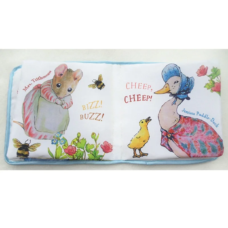 English Embroidery Rabbit Cloth Baby Early Education Kids Book Ring Paper Book Peter Rabbit Soft Thicken Scene Story Book  Gift