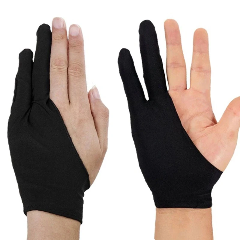 Black 2 Finger Anti-Fouling Glove Artist Drawing Glove For Any Graphics Drawing Table Both For Right And Left Hand artist drawing gloves