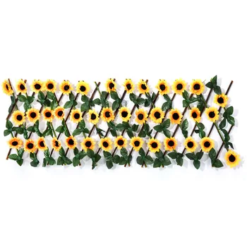 

Garden Screening UV Protection Trellis Privacy Screen Expandable Wooden Hedge Easy Install Home Fence Artificial Flower Leaves