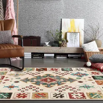 

Retro and Old Mediterranean Color Geometric Ethnic Style Living Room Bedroom Bedside Carpet Floor Mat Customization