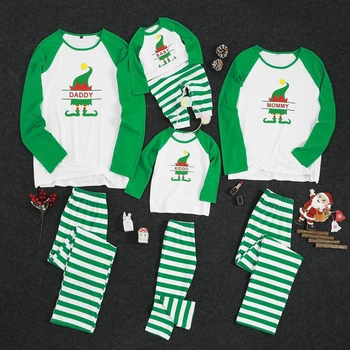 

2020 Family Matching Pajamas Christmas Elf Print Home Wear Mother Daughter Teen Boys Girls Parent-child Sleepwear PJs Set