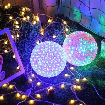 

Durable LED Nightlight Battery Operated Landscape Lamp Wedding Festival Fairy Light Crystal Ball 50LED Garden Xmas Decor Yard