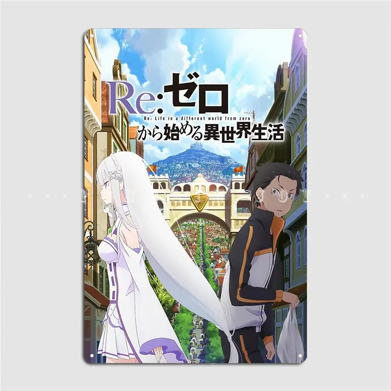 

Re:Zero Art Design, высококачественный металлический знак для кинотеатра, фотография гостиной, роспись, оловянные плакаты