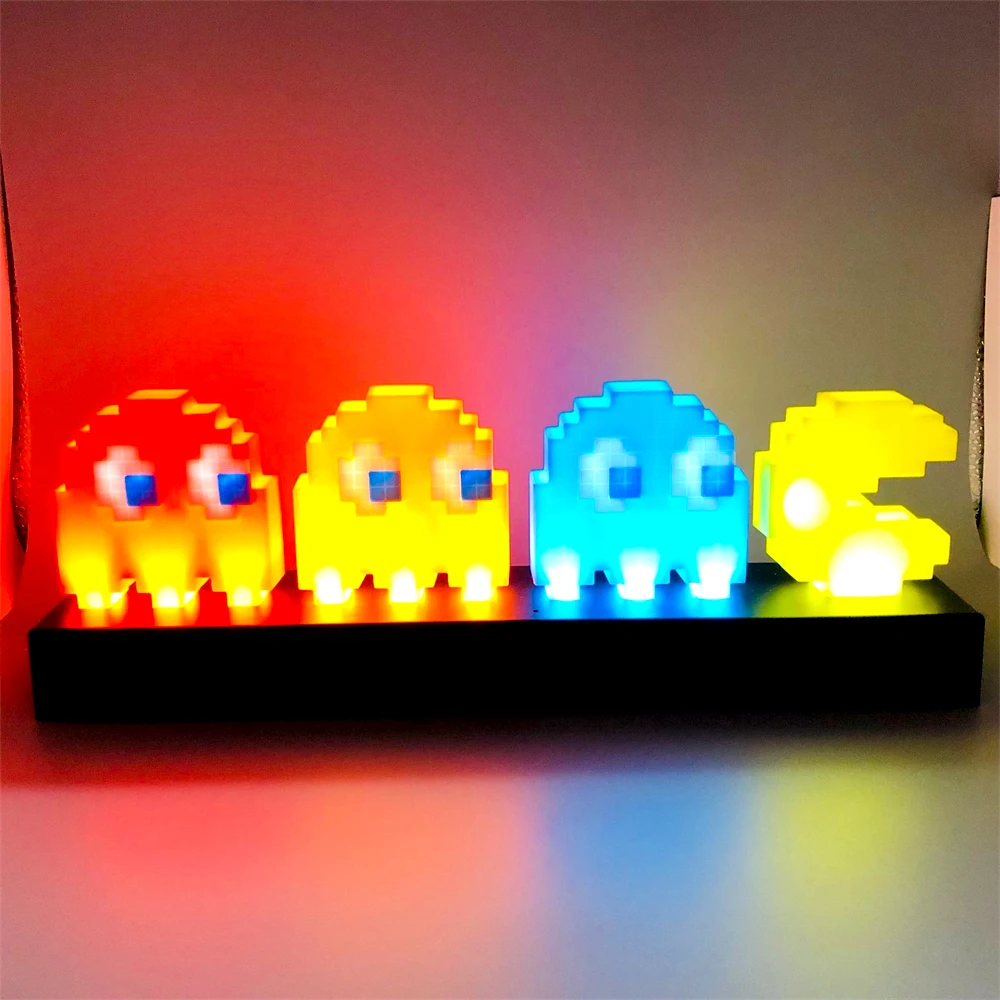 Пиксельный ночсветильник Pac Man светодиодная Иконка игры визуальная иллюзия 3D