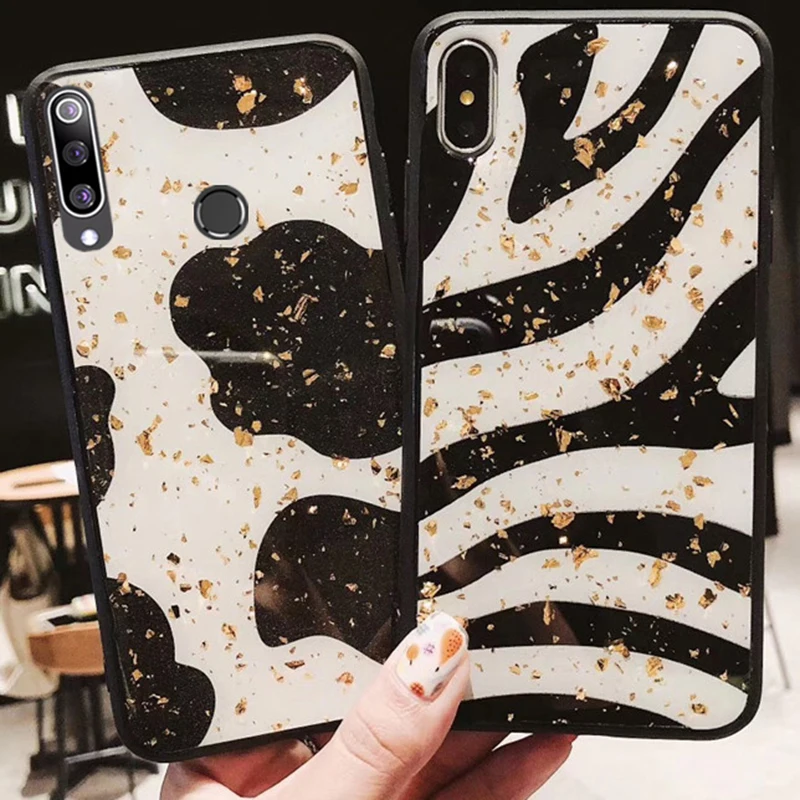 Чехол из золотой фольги с изображением коровы леопарда зебры для Huawei Y7 Y9 Y6 Pro 2019 2018