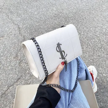 

Designer Women Bag Chain Crossbody Bag Luxury Check Pattern Solid Color Tote Women Handbag 2020 Fashion Shoulder Bags