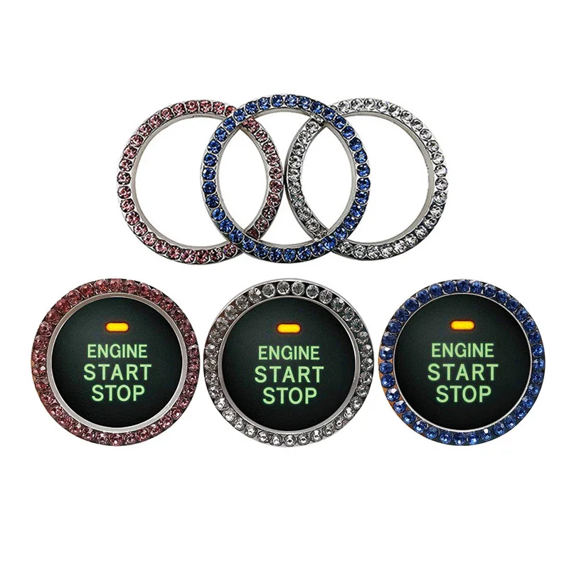 

5 pcs Engine start/stop button car decoration accessories button start switch color ring metal start switch decorative ring